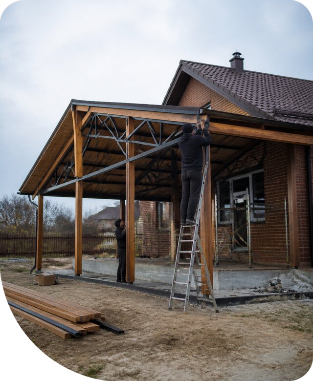 Пристройка навеса к дому и участку в Туле под ключ